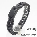 Pulsera cubana de hombre en acero de titanio negro mate, longitud 220 mm y ancho 15 mm - 15mm Negro (KB181222-KJX)