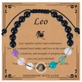 Adjustable Leo zodiac beaded bracelet with blue goldstone and natural crystals - Leo-Braided