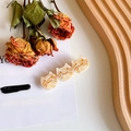 Chic beige acetate hair clip featuring a triple cat design with elegant gold accents - 6.3cm / Iridescent Beige