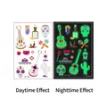 Luminous Day of the Dead temporary tattoo sheet with sugar skull and guitar design - Day of the Dead Style (WS-Y083)