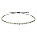 Handgemaakte groene natuurstenen kralenarmband met verstelbaar zwart koord - Donkergroen
