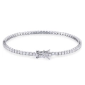 Elegante 2mm zilverkleurige tennisarmband met zirkonia en veiligheidssluiting voor dames - 6,5 Inch - 16,5cm / Zilver
