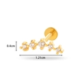 Golden stainless steel labret featuring five curved zircons, size 1.21cm by 0.4cm - Quintuple Stone Curve (0159-12#) / Gold Yellow