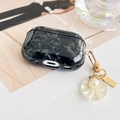 Funda Airpods Pro 2 de mármol negro con cierre dorado y colgante de perla fina - AirPods Pro 2 (Modelo 2022)
