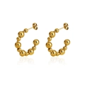 Minimalistische goldene C-Ohrringe mit polierten Perlen aus rostfreiem Edelstahl - Gold