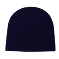 Navy blue knitted beanie with a minimalist design on white background - Navy Blue
