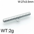 Twisted texture stainless steel T-bar toggle clasp for DIY jewelry, 27x3.5mm size - Silver Twisted Texture Style (KLJ6770-Z)