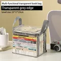 Grey small foldable clear PVC book storage bag with handles, size 23x17x23cm - Small / Gray