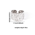 Silver hammered titanium steel ring variant with 1.4cm width and adjustable open band - Tyr0506 / Adjustable Open