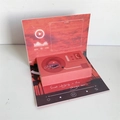 3D pop-up card featuring a retro orange sunset phonograph and record player design - 60s Recordable / Crimson Sunset Gramophone Card