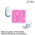 Molde de silicona rosa con diseño de olas y dos muestras de fondant de olas marinas - 17-913 / Rosa