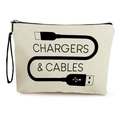 Kabeltasche aus Canvas für Ladegeräte und Zubehör in Off-White mit Riemen - Ladegeräte & Kabel Stil