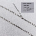 Silver Figaro chain necklace in palladium plated copper with 45+5cm adjustable length - Silver Figaro Chain
