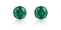 Boucles d'oreilles classiques en argent S925 avec pierres rondes vert émeraude - 7mm / Vert
