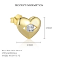 Orecchini a lobo a cuore dorati in argento sterling S925 con zirconi colorati - Oro / Coppia di Cuori con Zircone Principale