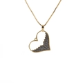 Golden heart pendant necklace featuring sparkling blue zircon inlay on a minimal white background - 0273CX-Half Paved Blue Zirconia Heart