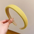 Padded bright yellow striped fabric headband with textured pattern for women - Yellow