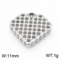 Silver stainless steel heart charm with honeycomb texture 11mm wide weighing 1g - Textured Silver Heart Pendant (KLJ8698-Z)