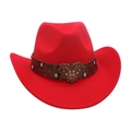 Rode cowboyhoed van wolvilt met reliëf lederen band en glinsterende hartvormige gesp - Kinderen (52-54CM) / Rood