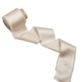 Champagne frayed edge satin silk ribbon spool for hair accessories and flower wrapping - 4CM X5 Yards (Without Wood Spool) / Champagne