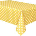 Yellow tablecloth with white polka dots for birthday parties and festive table settings - Yellow Polka Dots