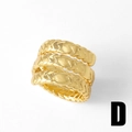 Modern 18k gold-plated irregular multi-layered open ring with arrow textured patterns - Three-Layer Braided Texture Style (D)
