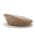 Detailed close-up of khaki PU leather beret showing smooth texture and round shape - Adult (56-58cm) / Khaki