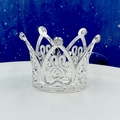 Mini corona da principessa argento con strass per decorazione torte o per bambole - Cuore Corona da Dito Argento