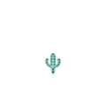 Puce d'oreille cactus en argent sterling S925 avec pierres en zircon vert vif - Forme de Cactus-Argent (RHE870S) / Argent 925