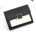 Dames mini-portemonnee in zwart-wit PU-leer met stijlvolle gouden metalen gesp - Zwart-wit Patchwork