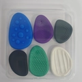 Set of six colorful sensory fidget stones in various textures with a clear storage case - Storage Box (Style B)