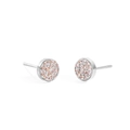 Minimalistische silberfarbene Ohrstecker mit rosa Pavé-Kristallen für Damen - Stahl + Rosa