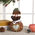 Christmas snowman candy bag with brown fleece, snowflake prints and clear heart window - Heart Snowman Bag