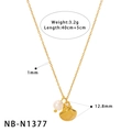 Dettagli della collana dorata con perla e conchiglia inclusi dimensioni e peso di 3,2g - Stile Pendente con Conchiglia e Perla (NB-N1377)