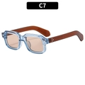 Square arrow sunglasses with light blue transparent frames and brown lenses - Translucent Blue Frame Champagne Lens