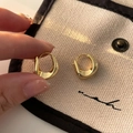 French vintage chunky twisted gold hoop earrings with S925 sterling silver needles - Gold Bold Twisted Hoop (E059)