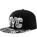 Cappello snapback NYC nero con ricamo 3D e stampa graffiti sulla visiera piatta - Regolabile / Nero