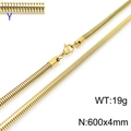 Golden stainless steel snake bone chain necklace 600mm x 4mm with lobster clasp - Gold 4mmx600mm(KN203797-Z)