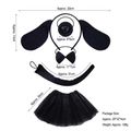 Black dog costume set for girls including ears headband, nose, bow tie, tail and tutu - Black Pug 4-Piece Set + Black Tutu Skirt