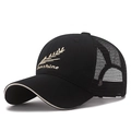 Zwarte mesh trucker pet met gouden Sunshine borduursel en ademende achterkant - Gaas Tarwe Stijl / Zwart