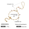 Golden stainless steel finger bracelet with multi-colored natural stones and round beads - Colored Stone and Round Bead Style (JDB0204031)