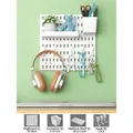 White modular pegboard set 30x30cm with storage bin, shelf and 5 hooks for wall organization - White Square Board Set 1 / White