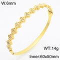Bracciale a quadrifoglio dorato con zirconi pavé, larghezza 6mm, peso 14g - Stile Quadrifoglio con Micro-Intarsio (KB210537-KSZ)
