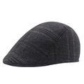 Berretto piatto classico in misto lana grigio scuro a quadri per uomo invernale - 58cm / grigio scuro