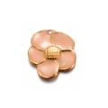 Pink enamel cherry blossom flower pendant with gold metal edges for DIY jewelry making - 8# Pink Plated