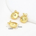 18K gold plated apple fruit charm with sparkling cubic zirconia stone for DIY jewelry - Style 21 Apple