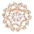 Elegant gold butterfly brooch with white pearls and sparkling rhinestones in a circular design - Butterfly Circle Pearl