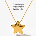 Detail of hollow star pendant necklace with 35mm width and snake chain dimensions - Gold Large Star Necklace(KDD1024)