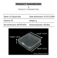Detailed dimensions of 9.5cm square transparent PP plastic storage box with latch - 9.5 Square (9.5*9.5*2.8cm)