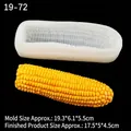 3D corn-shaped silicone mold with yellow finished product and size measurements - Large Corn 19-72 Transparent